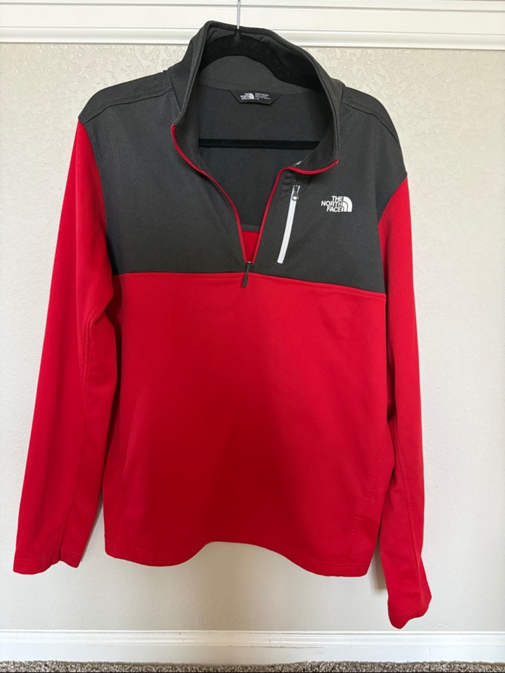 The North Face Red and Charcoal Quarter-Zip Pullover